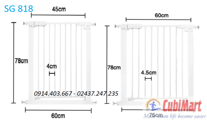 Chắn cầu thang size nhỏ, chặn cửa, chặn lối đi kích thước hẹp