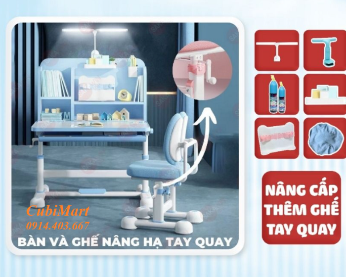 Bàn học A16 Plus, bàn học thông minh cho bé có tính năng chống gù, chống cận cho học sinh tiểu học