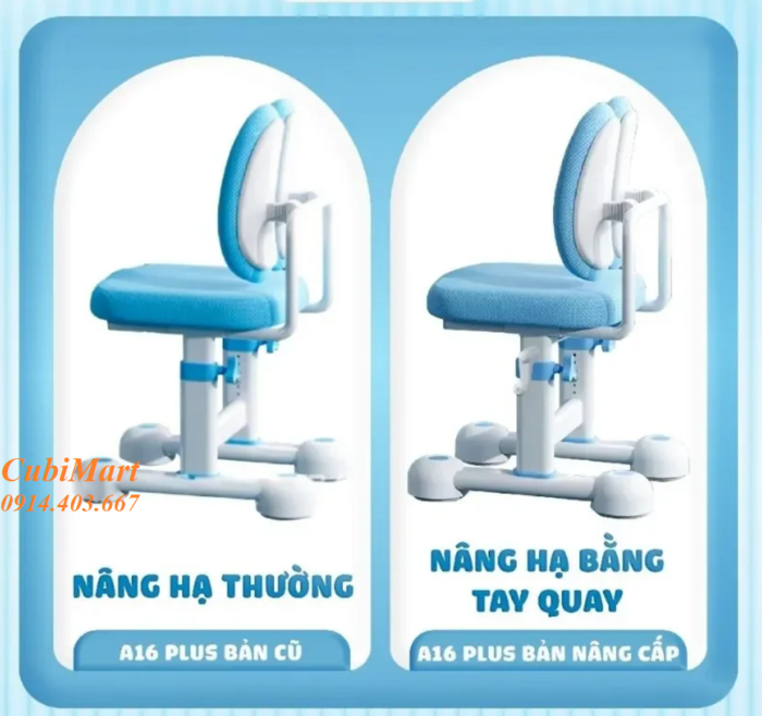 Cải tiến của Bàn học A16 Plus, bàn học thông minh cho bé có tính năng chống gù, chống cận cho học sinh tiểu học