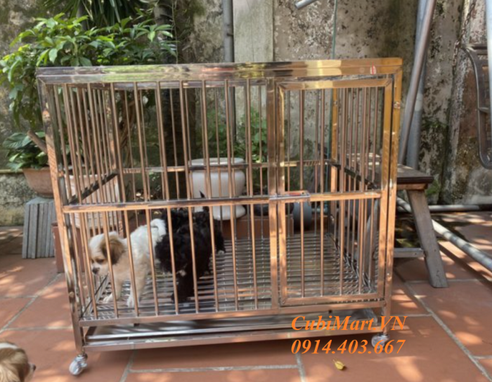 Chuồng chó inox T20- chuồng chó inox lắp ghép dùng cho chó từ 10kg-20-25kg